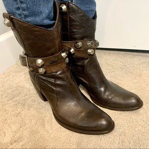 MISS SIXTY Brown Leather Heeled Cowboy Boots
